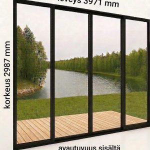 4- osainen, oikealle liukuva lasitus