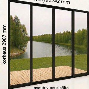 4- osainen, vasemmalle liukuva lasitus